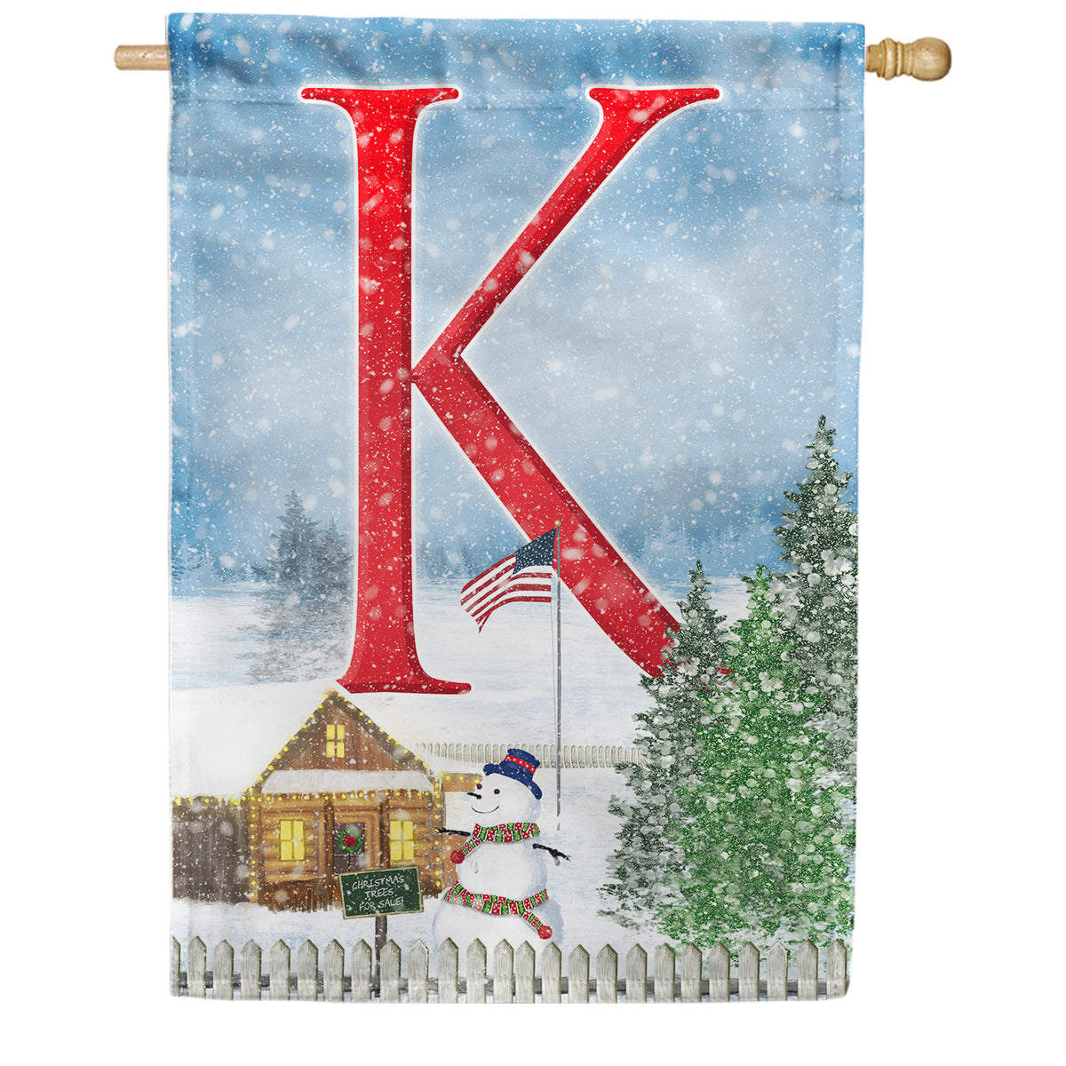 Christmas Trees For Sale Double Sided Monogram House Flag