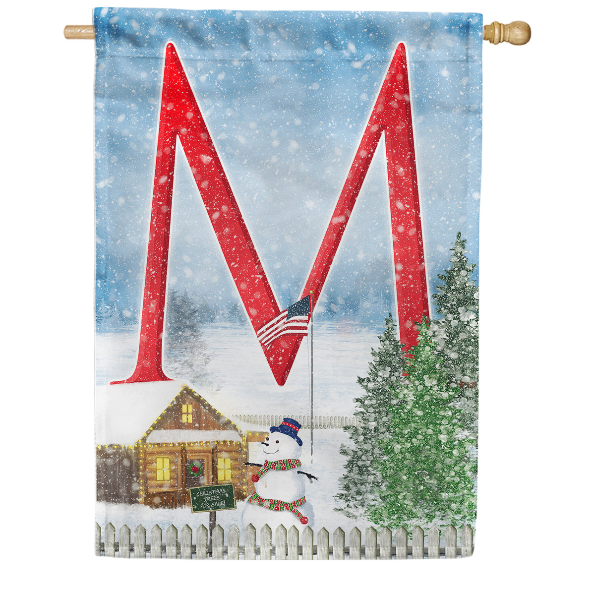 Christmas Trees For Sale Double Sided Monogram House Flag