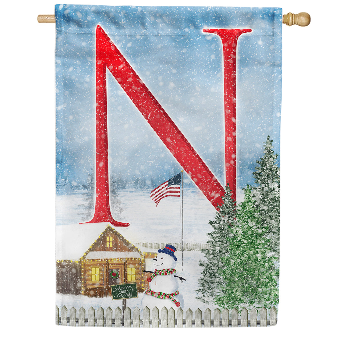 Christmas Trees For Sale Double Sided Monogram House Flag