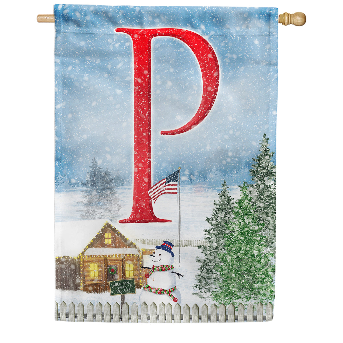 Christmas Trees For Sale Double Sided Monogram House Flag