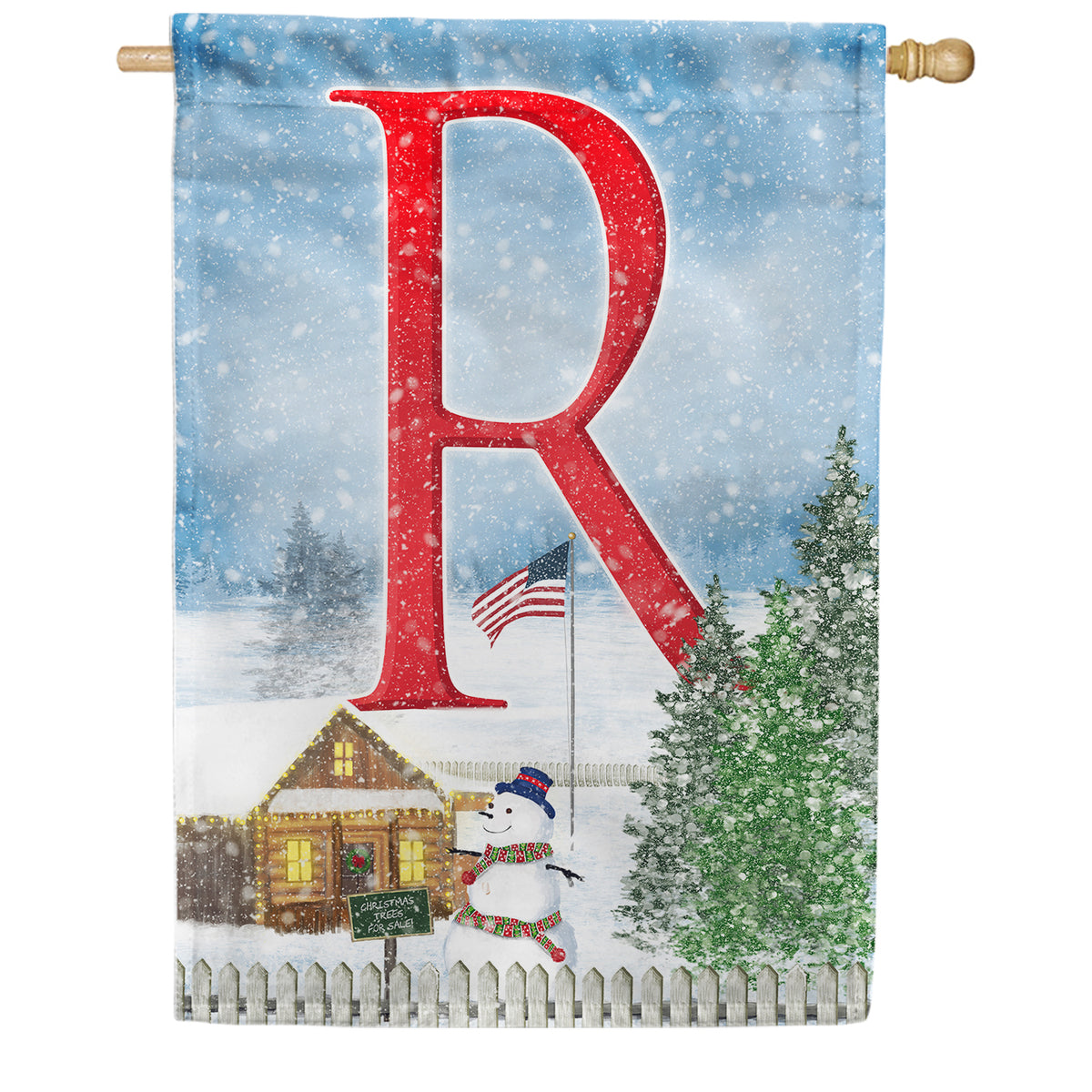 Christmas Trees For Sale Double Sided Monogram House Flag