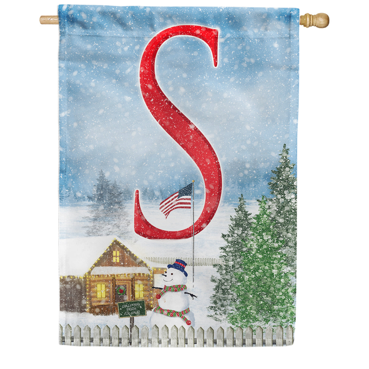 Christmas Trees For Sale Double Sided Monogram House Flag
