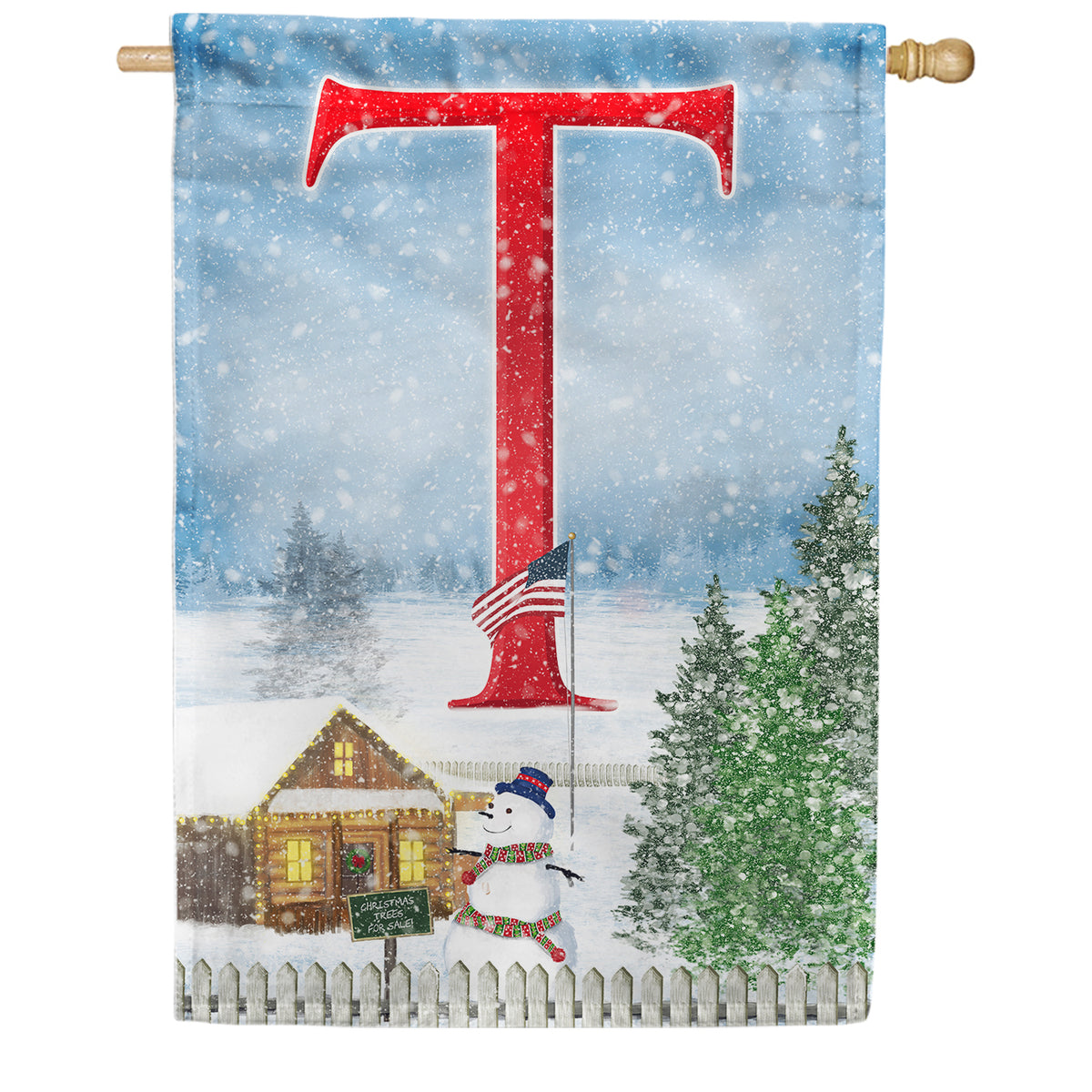 Christmas Trees For Sale Double Sided Monogram House Flag