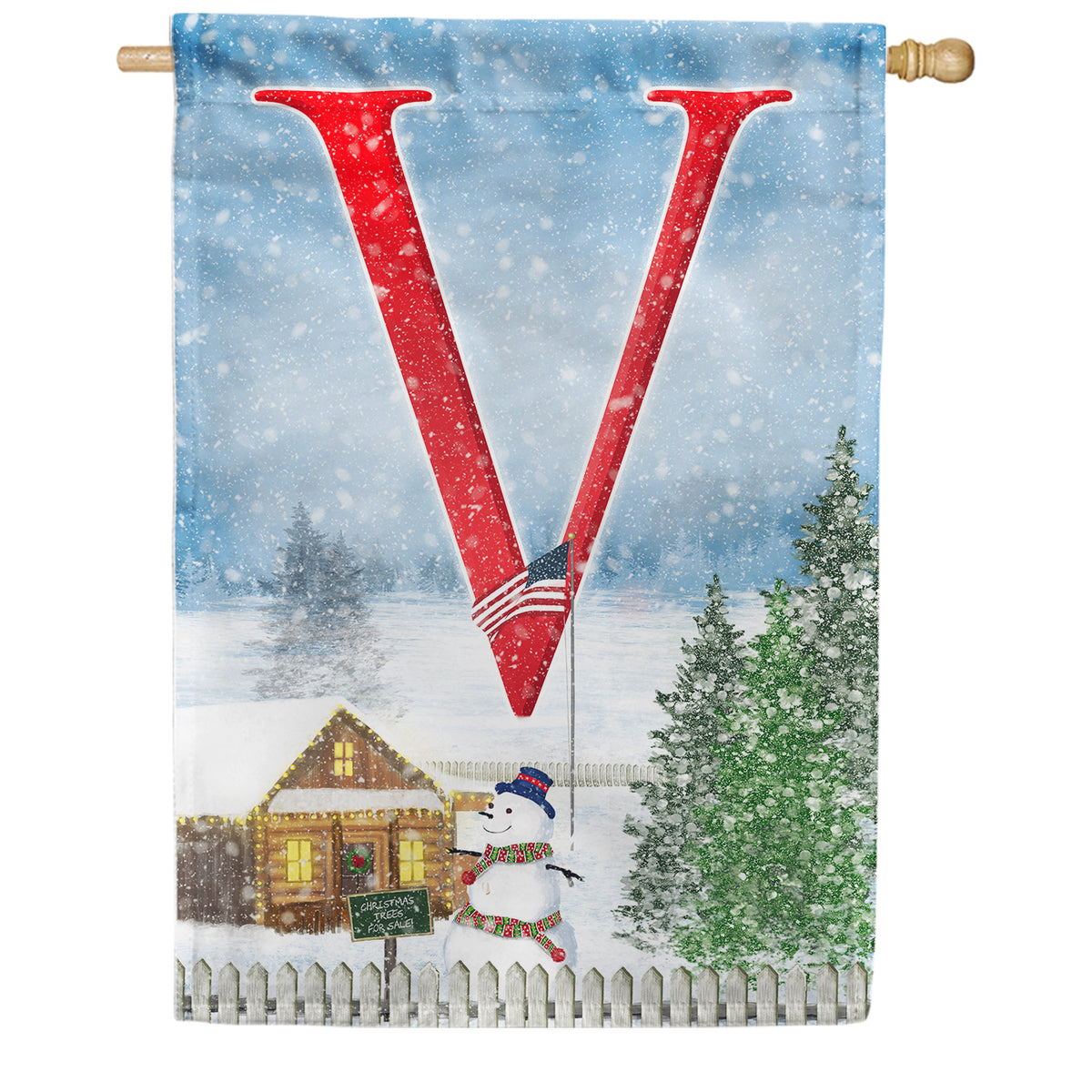 Christmas Trees For Sale Double Sided Monogram House Flag