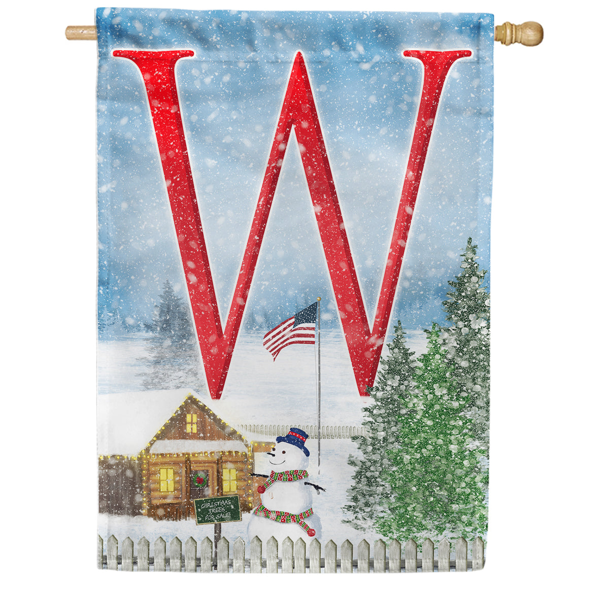 Christmas Trees For Sale Double Sided Monogram House Flag