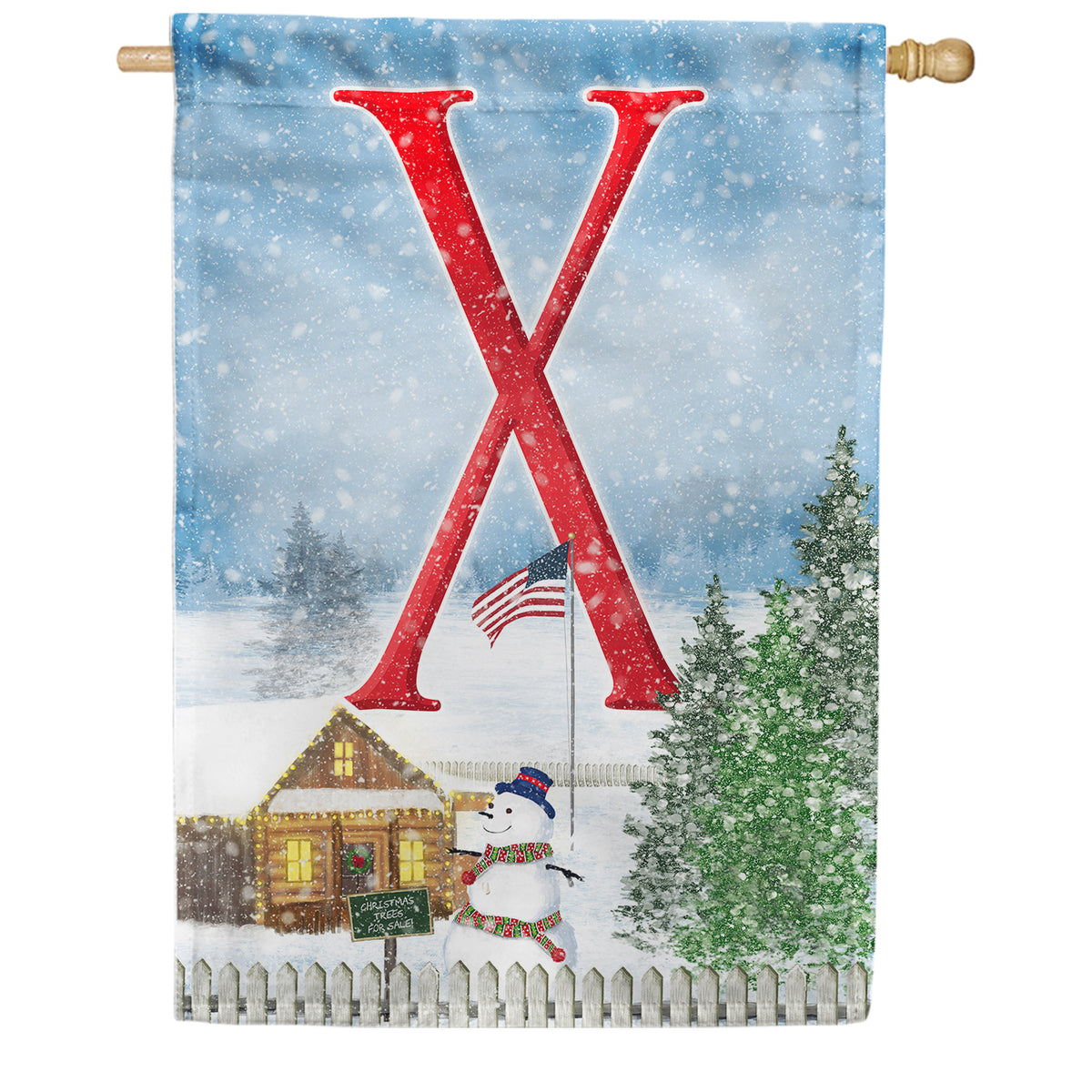 Christmas Trees For Sale Double Sided Monogram House Flag
