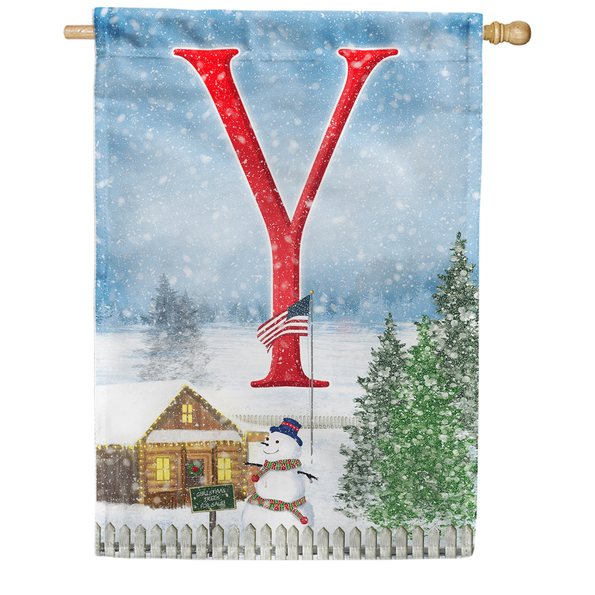 Christmas Trees For Sale Double Sided Monogram House Flag