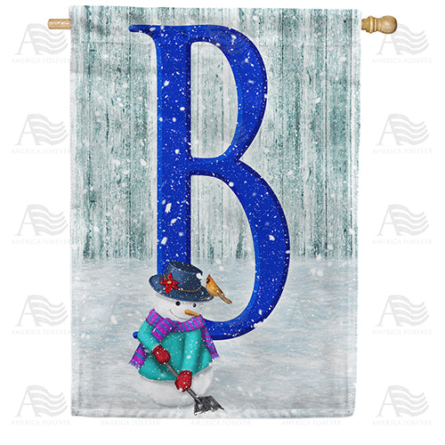 Just Keep Shovelin' Double Sided Monogram House Flag