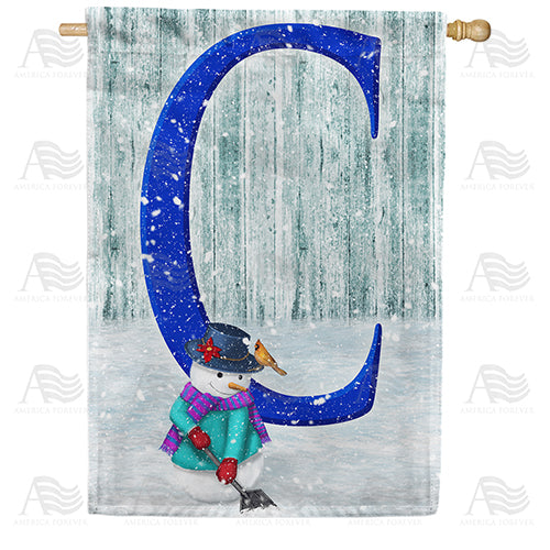 Just Keep Shovelin' Double Sided Monogram House Flag