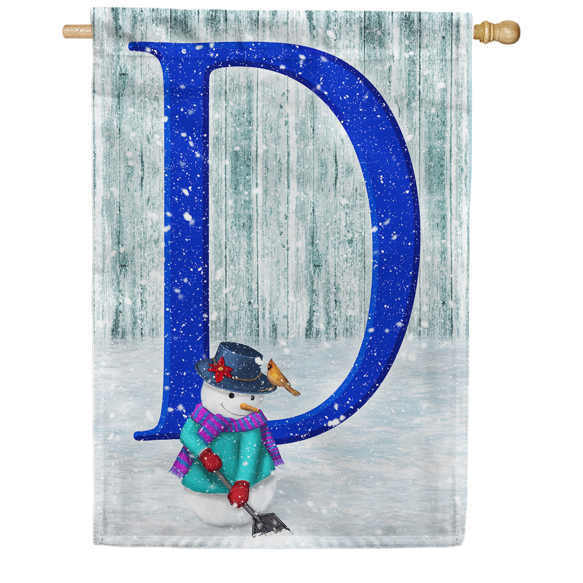 Just Keep Shovelin' Double Sided Monogram House Flag