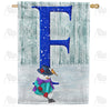 Just Keep Shovelin' Double Sided Monogram House Flag