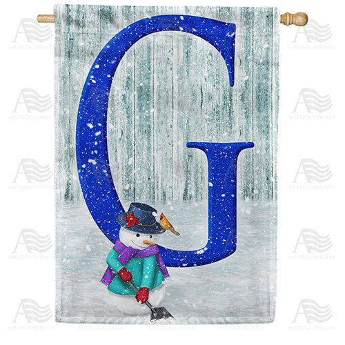 Just Keep Shovelin' Double Sided Monogram House Flag