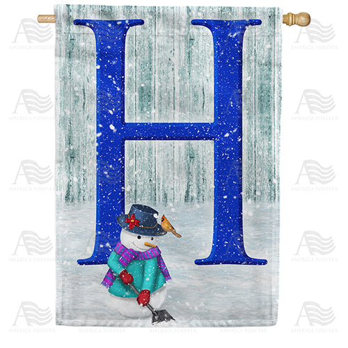 Just Keep Shovelin' Double Sided Monogram House Flag