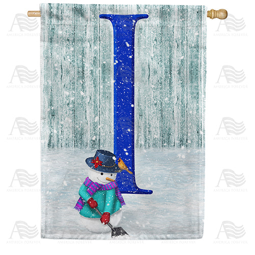 Just Keep Shovelin' Double Sided Monogram House Flag