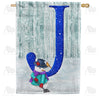 Just Keep Shovelin' Double Sided Monogram House Flag