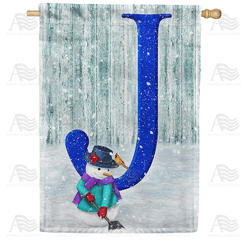 Just Keep Shovelin' Double Sided Monogram House Flag