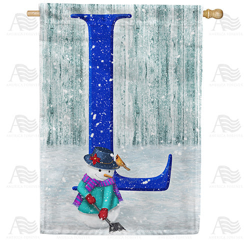 Just Keep Shovelin' Double Sided Monogram House Flag