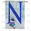 Just Keep Shovelin' Double Sided Monogram House Flag