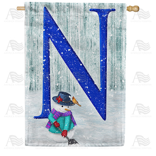 Just Keep Shovelin' Double Sided Monogram House Flag