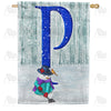 Just Keep Shovelin' Double Sided Monogram House Flag