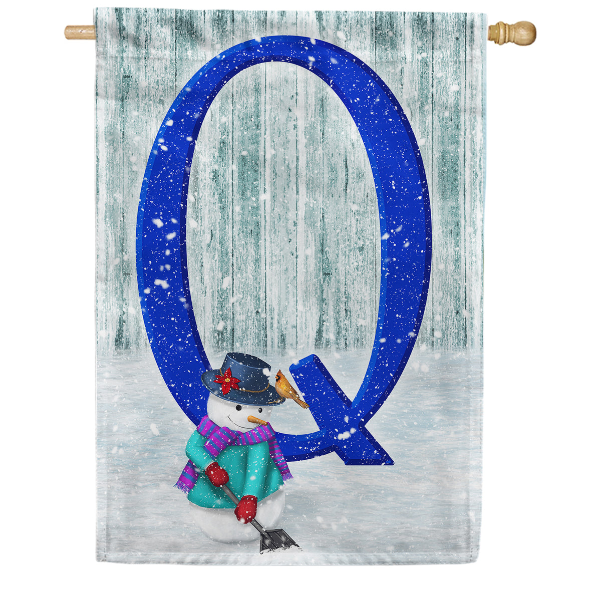 Just Keep Shovelin' Double Sided Monogram House Flag