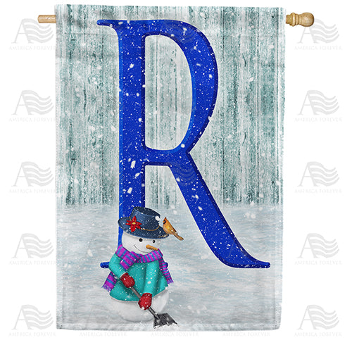 Just Keep Shovelin' Double Sided Monogram House Flag