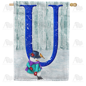 Just Keep Shovelin' Double Sided Monogram House Flag