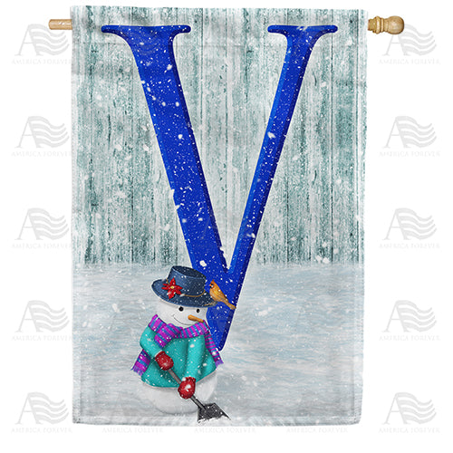 Just Keep Shovelin' Double Sided Monogram House Flag