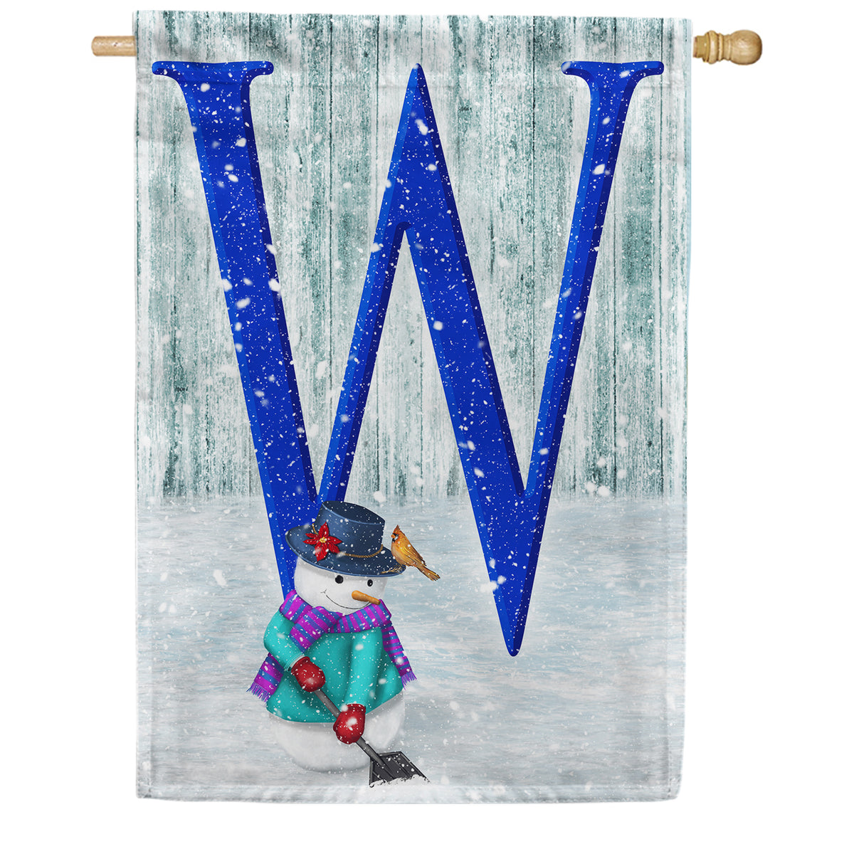 Just Keep Shovelin' Double Sided Monogram House Flag