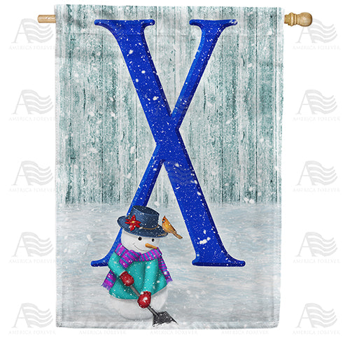 Just Keep Shovelin' Double Sided Monogram House Flag