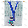 Just Keep Shovelin' Double Sided Monogram House Flag