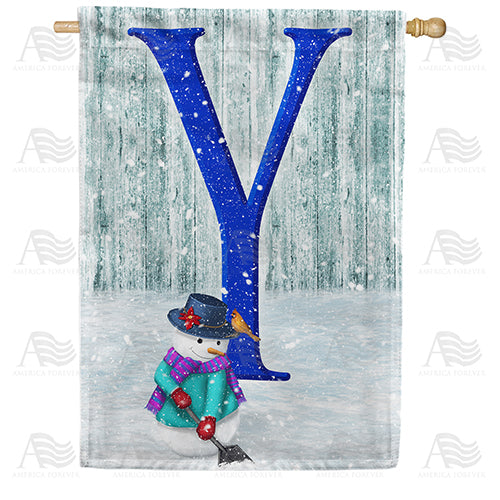 Just Keep Shovelin' Double Sided Monogram House Flag