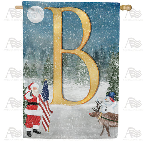 Merry Christmas USA Double Sided Monogram House Flag