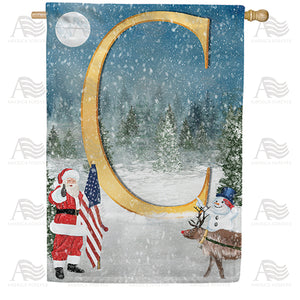 Merry Christmas USA Double Sided Monogram House Flag