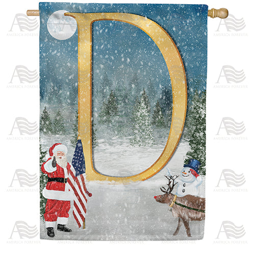 Merry Christmas USA Double Sided Monogram House Flag