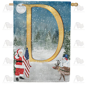 Merry Christmas USA Double Sided Monogram House Flag