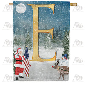 Merry Christmas USA Double Sided Monogram House Flag