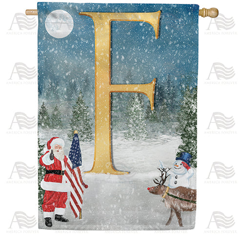 Merry Christmas USA Double Sided Monogram House Flag