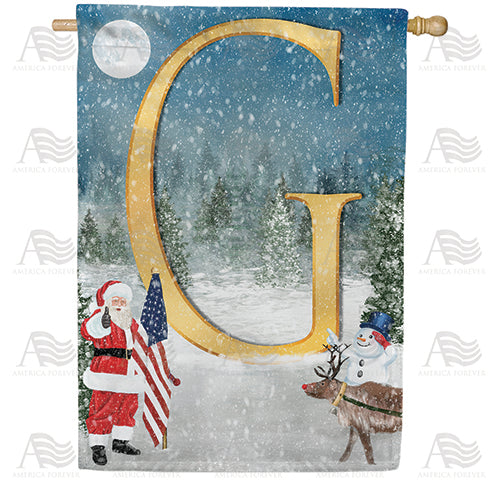 Merry Christmas USA Double Sided Monogram House Flag