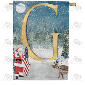 Merry Christmas USA Double Sided Monogram House Flag