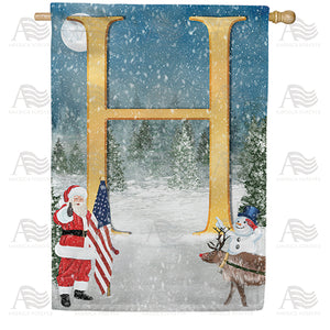 Merry Christmas USA Double Sided Monogram House Flag