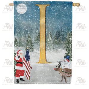 Merry Christmas USA Double Sided Monogram House Flag
