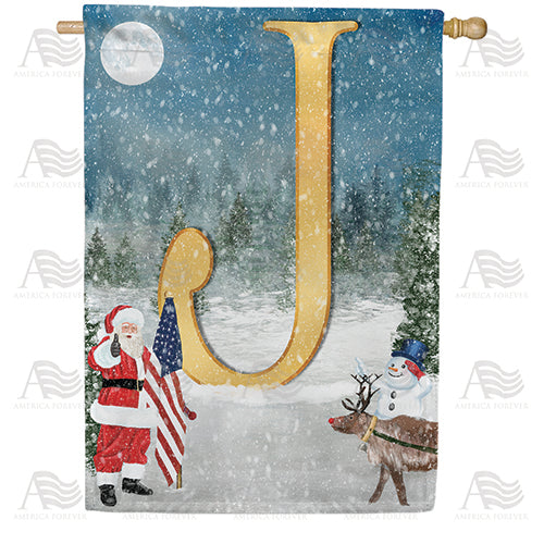Merry Christmas USA Double Sided Monogram House Flag