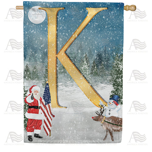Merry Christmas USA Double Sided Monogram House Flag