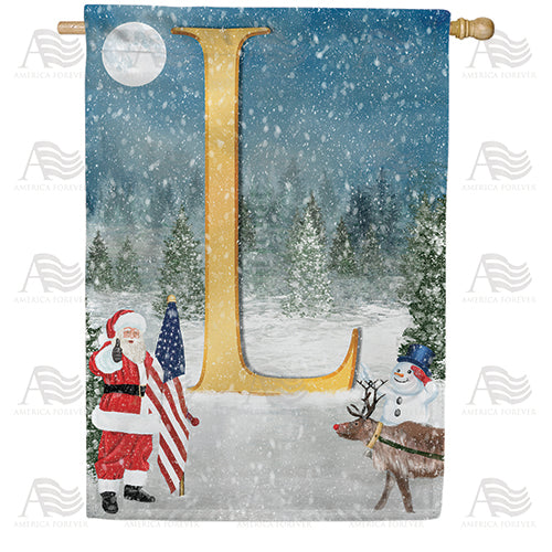 Merry Christmas USA Double Sided Monogram House Flag