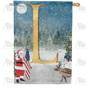 Merry Christmas USA Double Sided Monogram House Flag