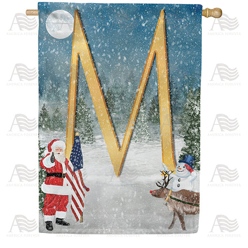 Merry Christmas USA Double Sided Monogram House Flag