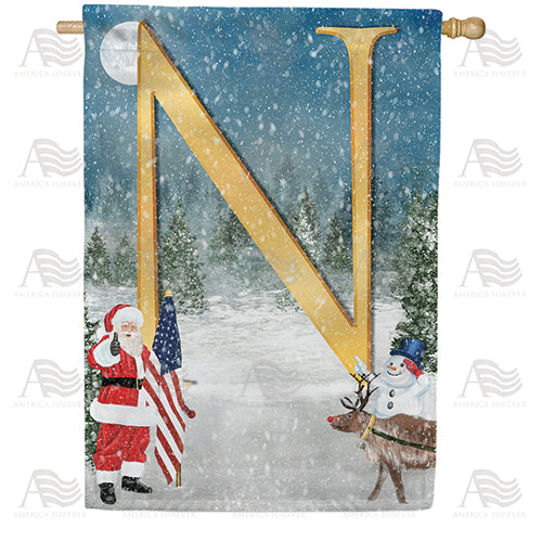 Merry Christmas USA Double Sided Monogram House Flag