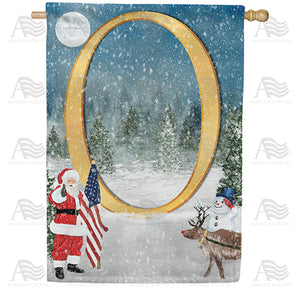 Merry Christmas USA Double Sided Monogram House Flag