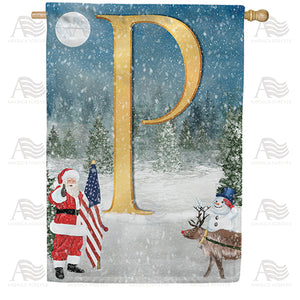 Merry Christmas USA Double Sided Monogram House Flag